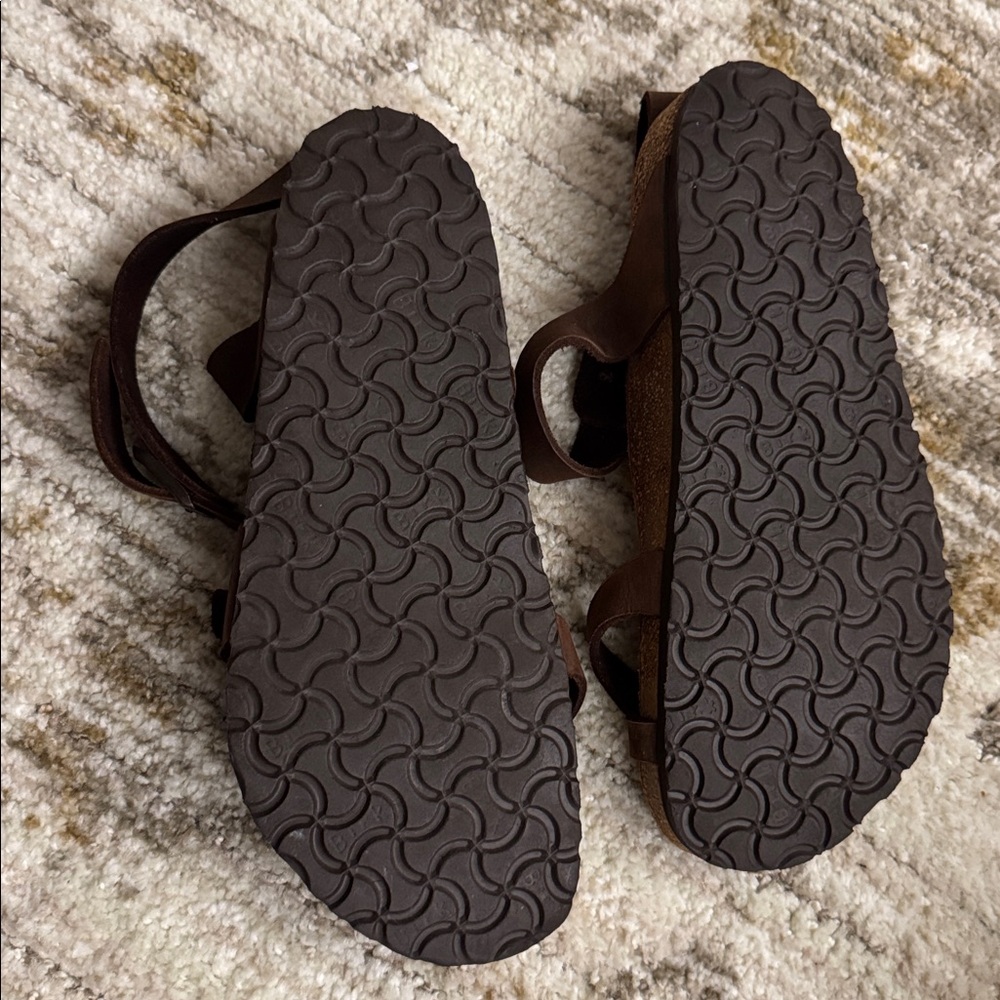 Birkenstock Brown Leather Ankle-Strap Cork Sandals - Picture 5 of 6